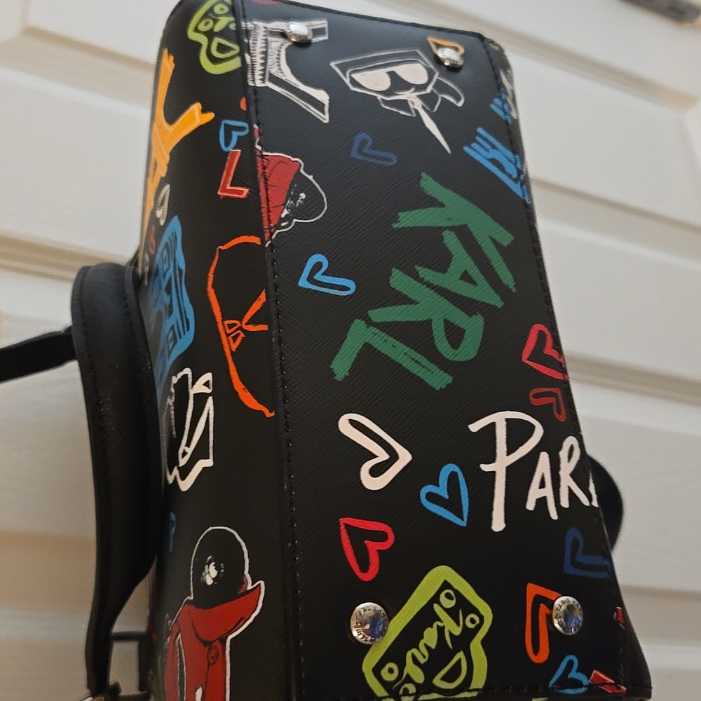 Karl Lagerfeld Black Multi Color Tote Brand New Approx size : 14 inch ( L) x 12i - Picture 4 of 4